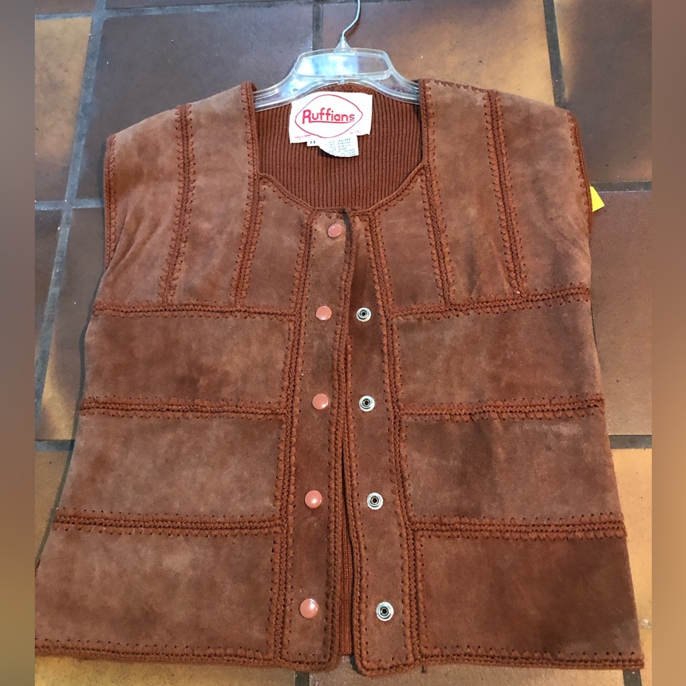 Vintage Patchwork Leather Vest - image 2
